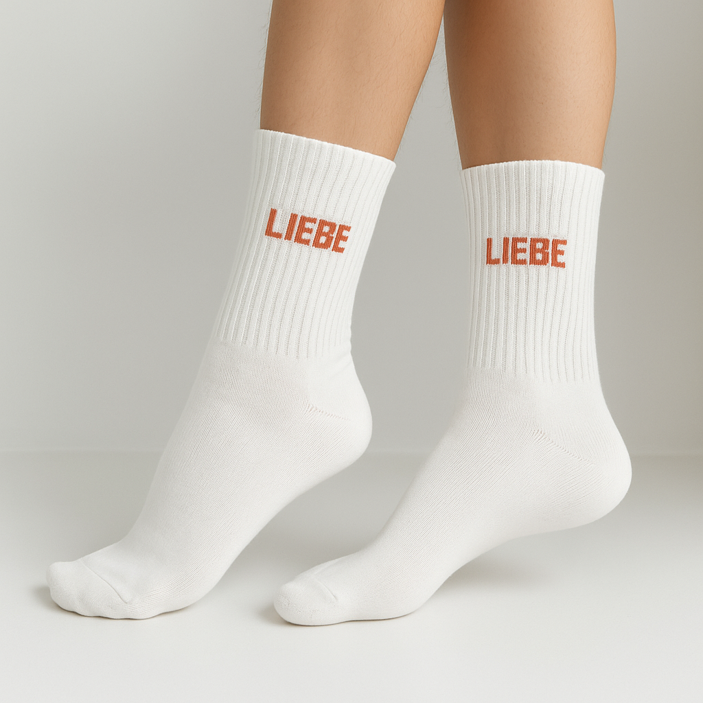 Herr & Frau Hempel, SOCKEN - LIEBE coral - weiss