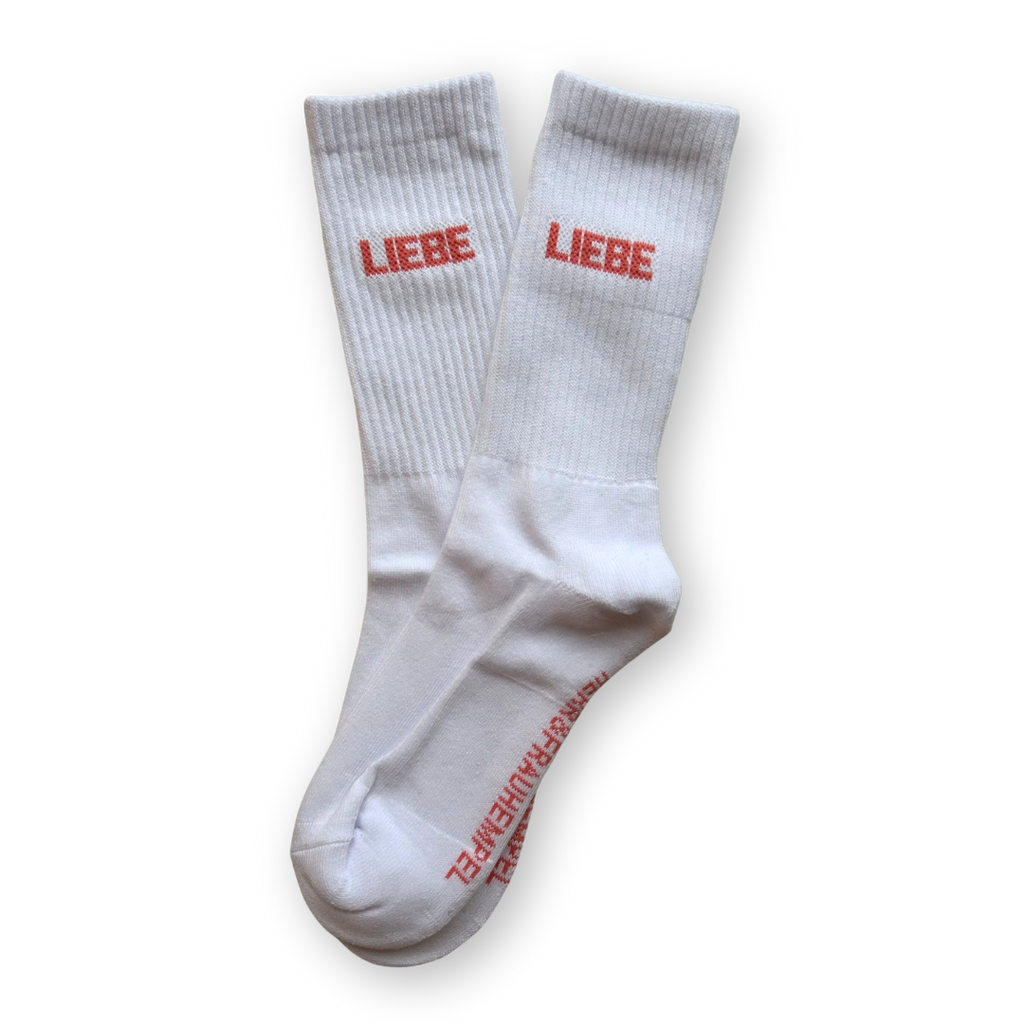 Herr & Frau Hempel, SOCKEN - LIEBE coral - weiss