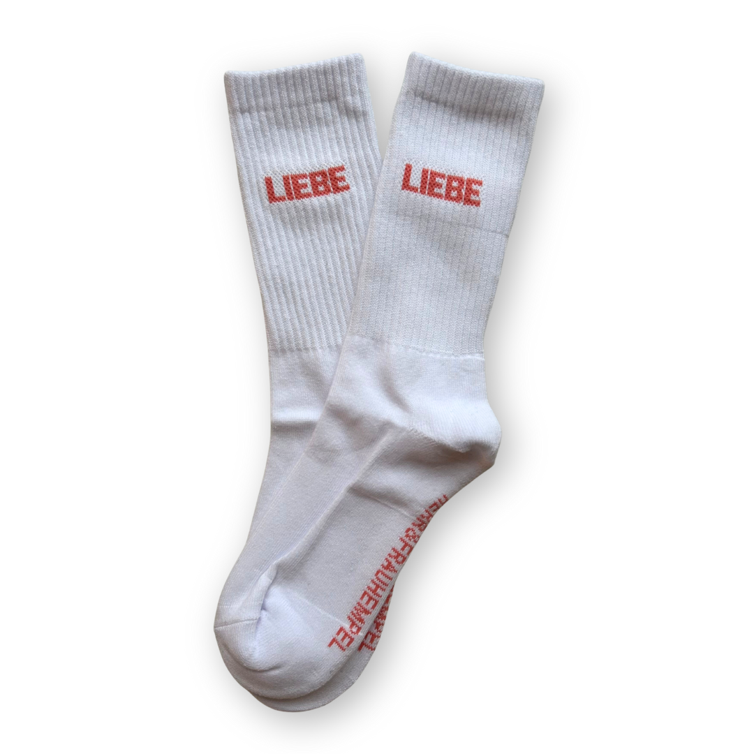 Herr & Frau Hempel, SOCKEN - LIEBE coral - weiss