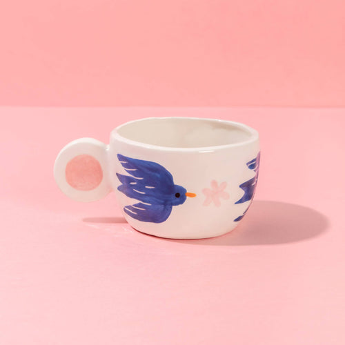 ANA SEIXAS Keramiktasse BLAUE VÖGEL