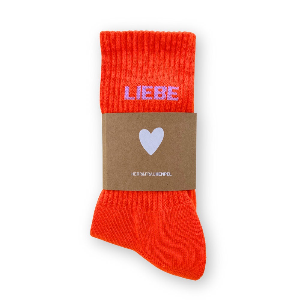 Socken LIEBE orange - flieder