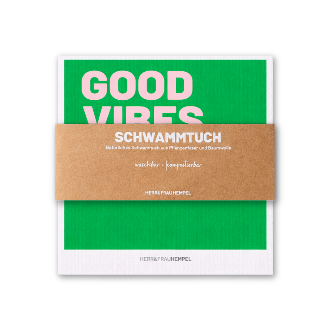HERR & FRAU HEMPEL, Schwammtuch GOOD VIBES