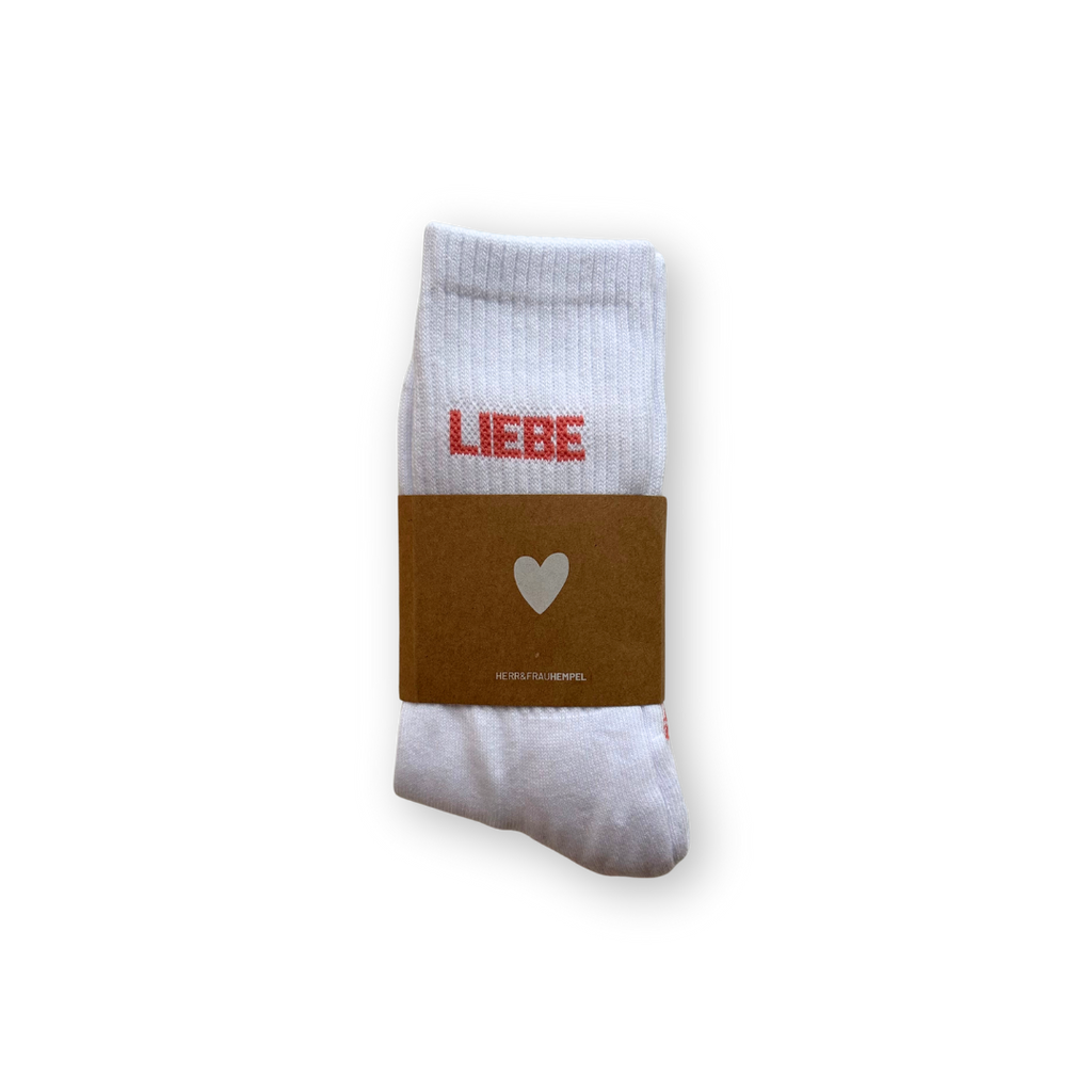 Herr & Frau Hempel, SOCKEN - LIEBE coral - weiss