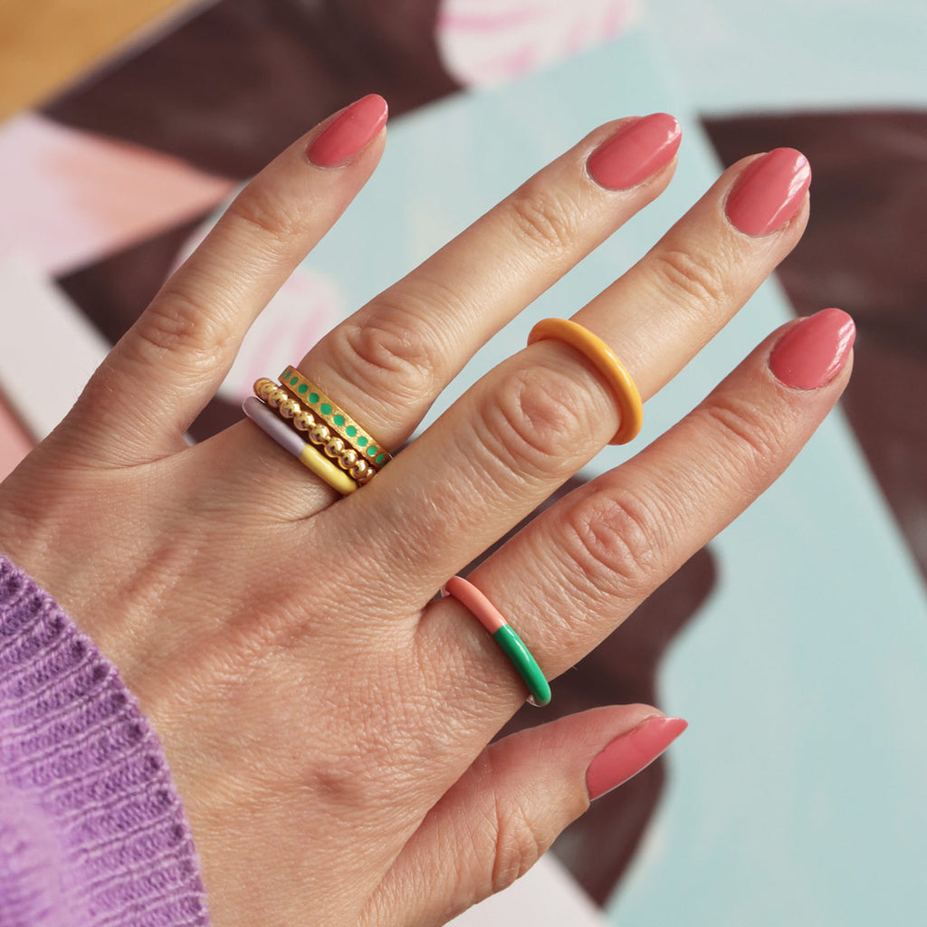 Ring LULU Copenhagen COLOR Pattern light green plated