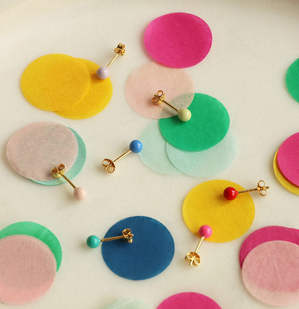 Ohrstecker LULU COLOR BALL mini, blue - mint - red