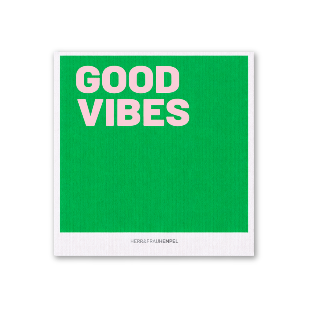 HERR & FRAU HEMPEL, Schwammtuch GOOD VIBES