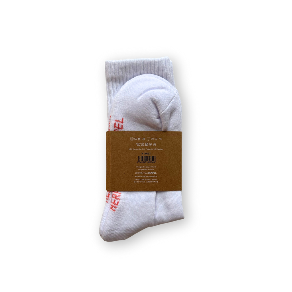 Herr & Frau Hempel, SOCKEN - LIEBE coral - weiss