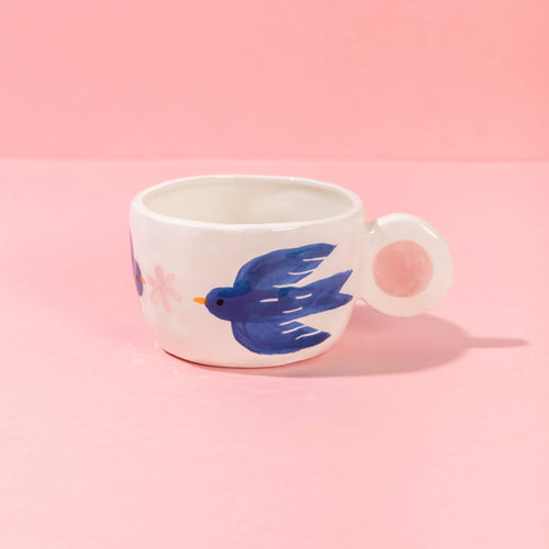 ANA SEIXAS Keramiktasse BLAUE VÖGEL