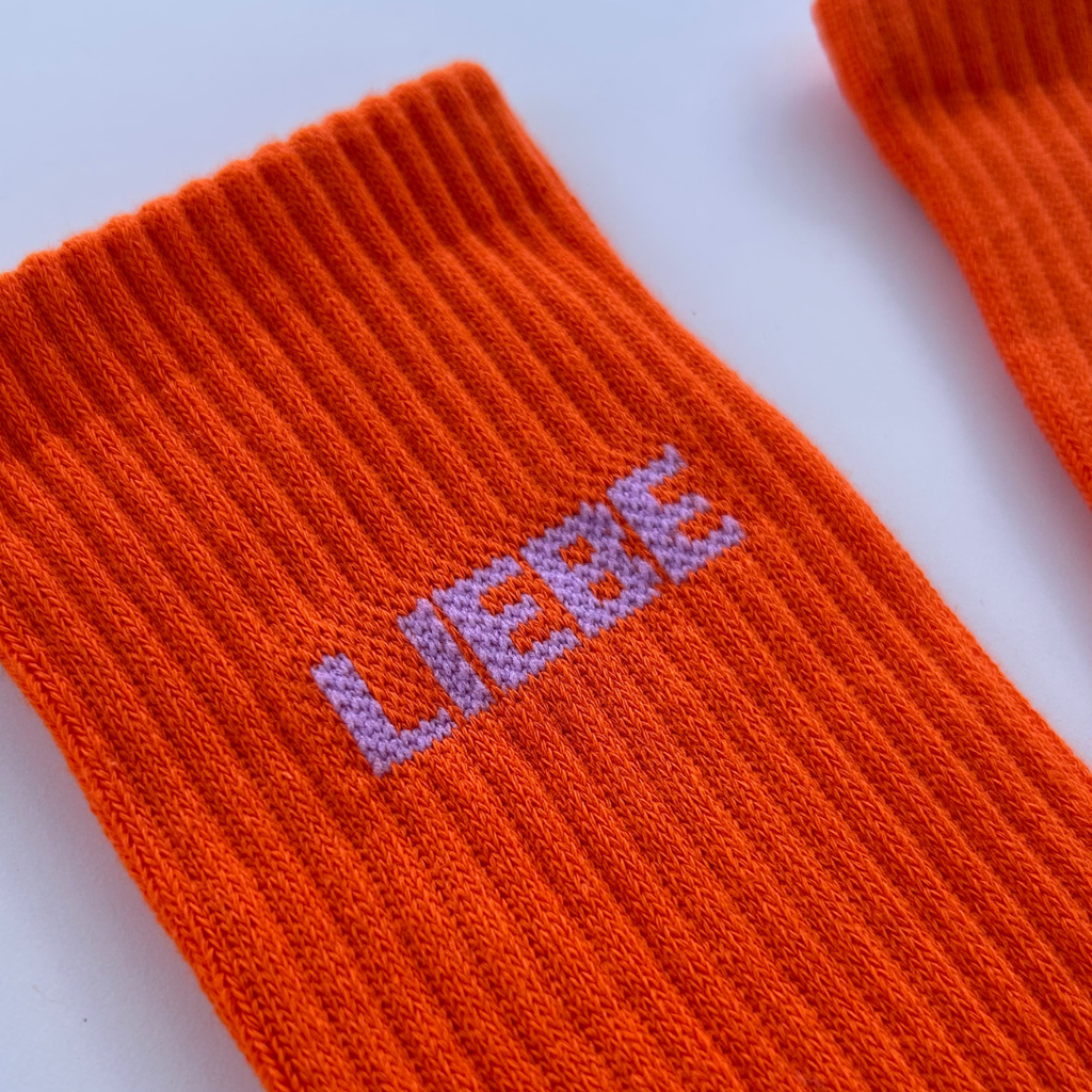 Socken LIEBE orange - flieder